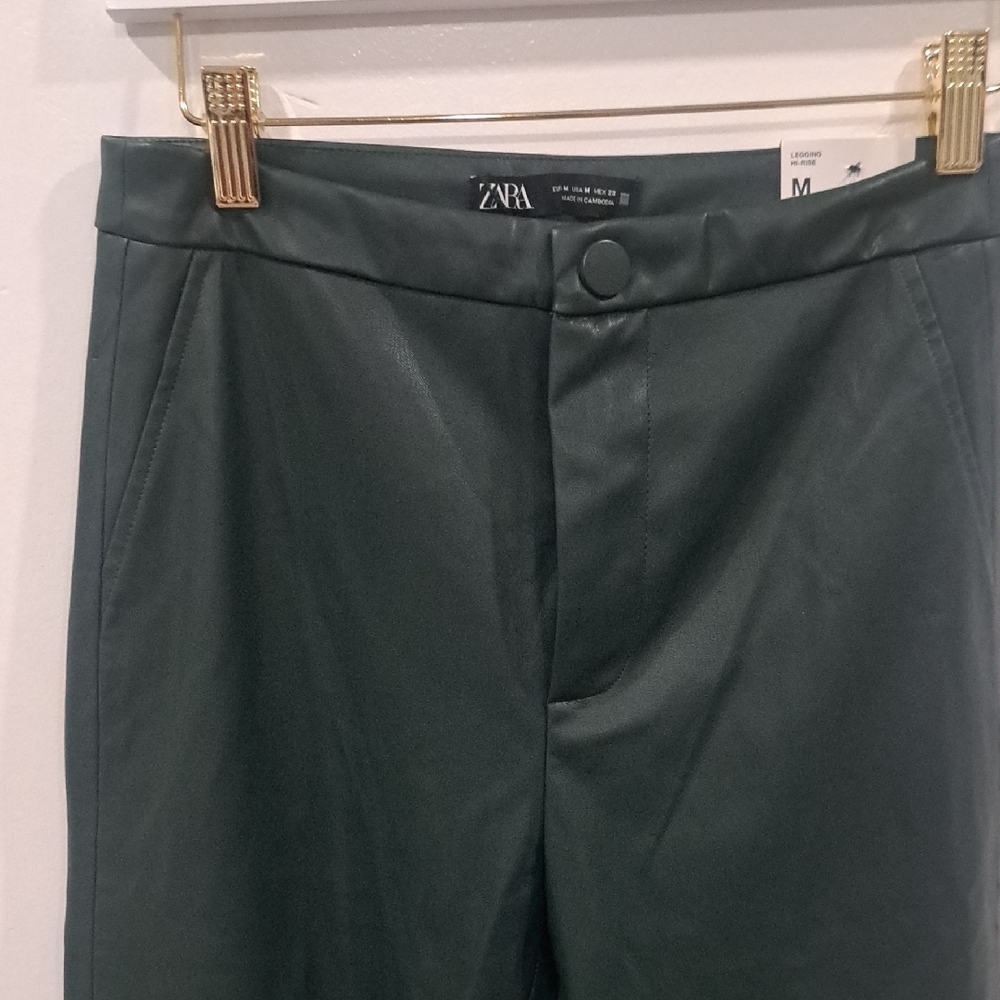 Zara Forest Green pleather pants